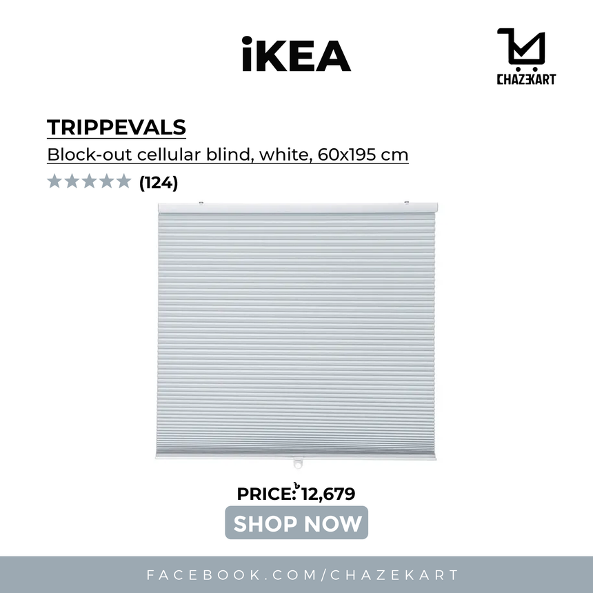 IKEA TRIPPEVALS Block-out cellular blind, white, 60x195 cm