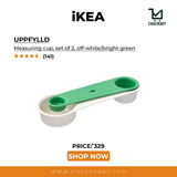 IKEA UPPFYLLD measuring cup, set of 2 off-white/bright green