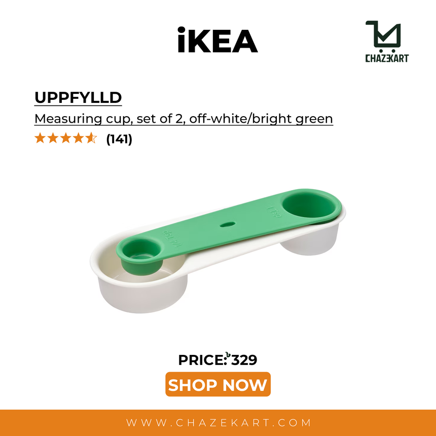 IKEA UPPFYLLD measuring cup, set of 2 off-white/bright green