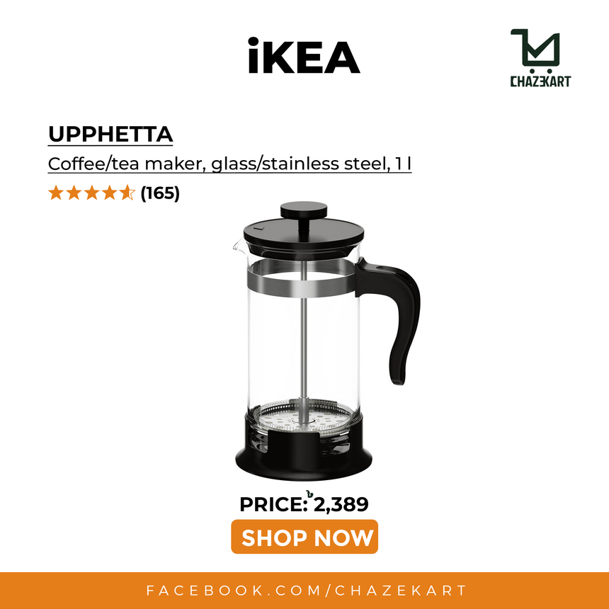 IKEA UPPHETTA Coffee/tea maker, glass/stainless steel, 1 L