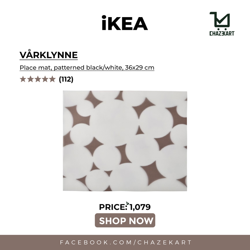 IKEA VARKLYNNE Place mat, patterned black/white, 36x29 cm