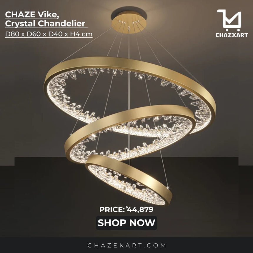 CHAZE VIKE Chandelier 3 Layered (Golden Rings)