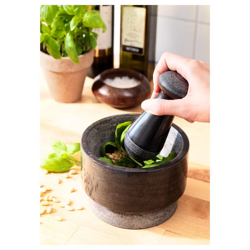 IKEA ADELSTEN pestle and mortar marble black