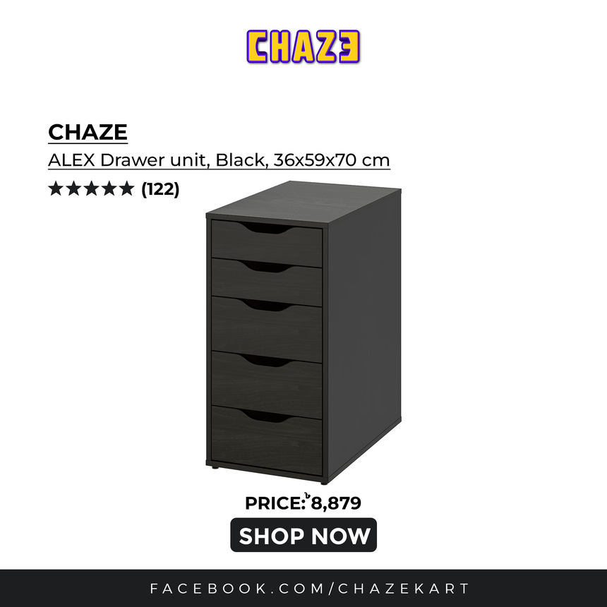 CHAZE ALEX Drawer unit, Black, 36x59x70 cm