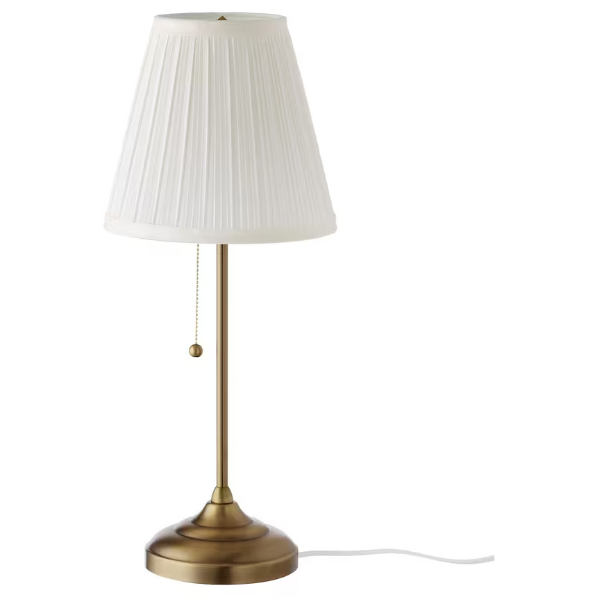 IKEA ARSTID Table lamp, brass/white