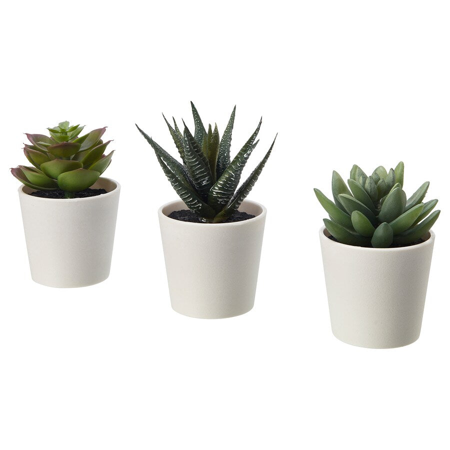 IKEA FEJKA Artificial potted plant with pot, in/outdoor Succulent, 6 cm 3 pack