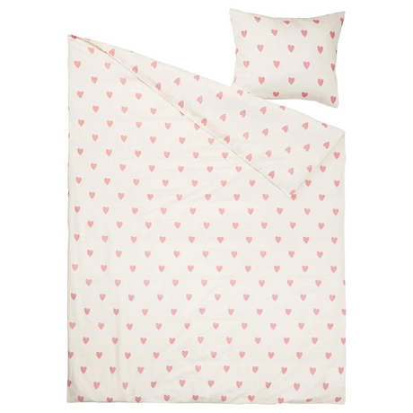 IKEA BARNDROM duvet cover and pillowcase, heart pattern white/pink, 150x200/50x80 cm