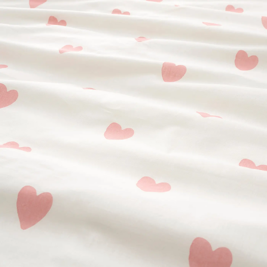 IKEA BARNDROM duvet cover and pillowcase, heart pattern white/pink, 150x200/50x80 cm