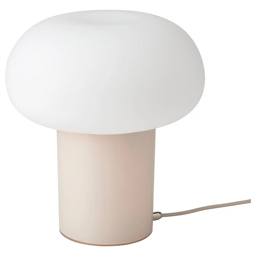 IKEA DEJSA table lamp, beige/opal white glass, 28 cm