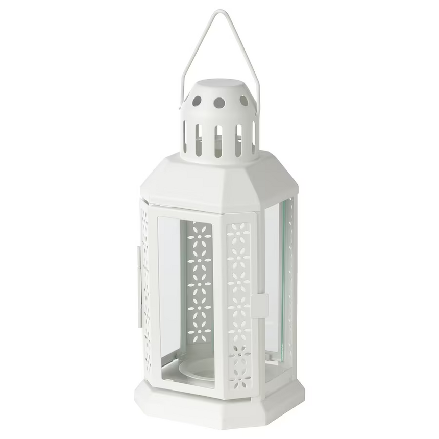 IKEA ENRUM Lantern for tealight, in/outdoor, white, 22 cm