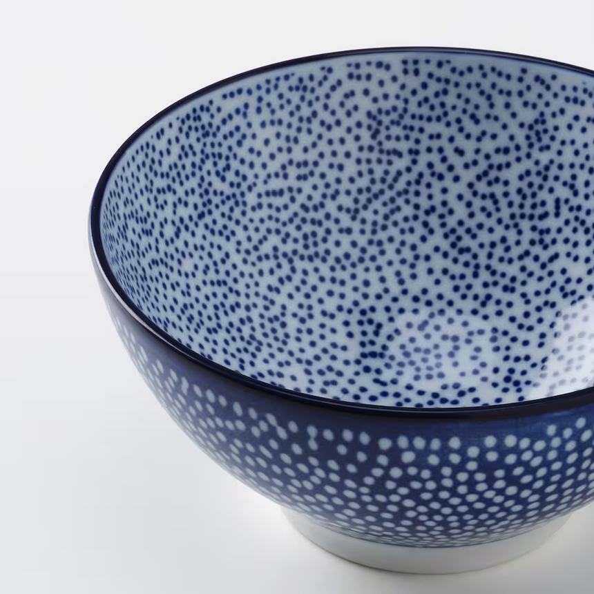 IKEA ENTUSIASM Bowl, patterned/blue, 12 cm