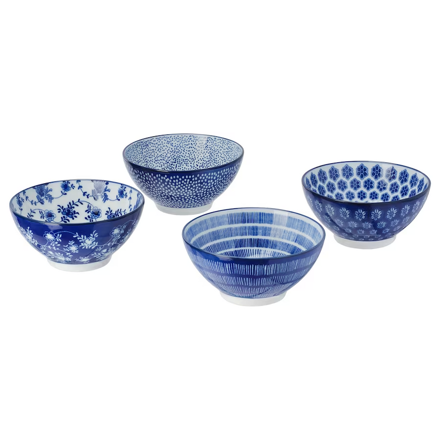 IKEA ENTUSIASM Bowl, patterned/blue, 12 cm