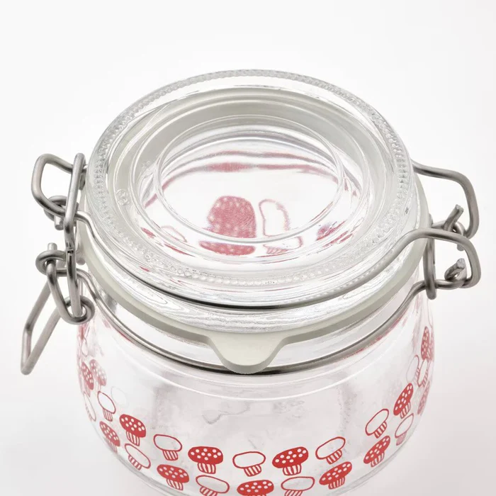 IKEA KORKEN Jar with Lid Patterned/Bright Red 13 cl