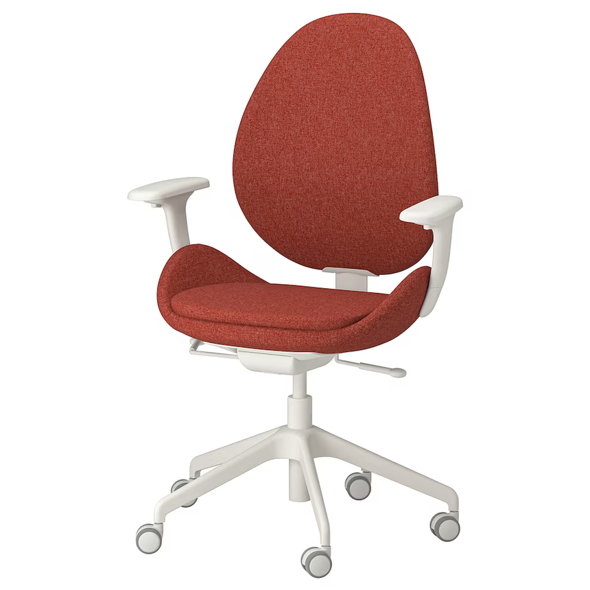 IKEA HATTEFJALL Office chair with armrests Gunnared red white