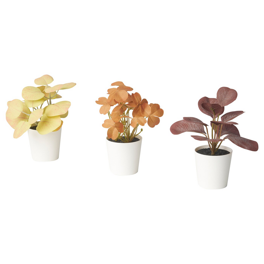 IKEA FEJKA artifi potted plant w pot, set of 3, in/outdoor leaves, 6 cm