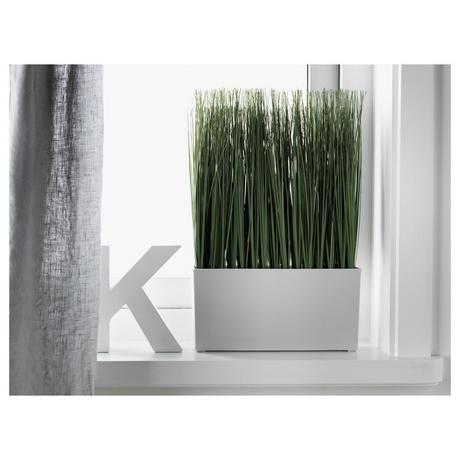 IKEA FEJKA Artificial potted plant with white pot, in/outdoor grass