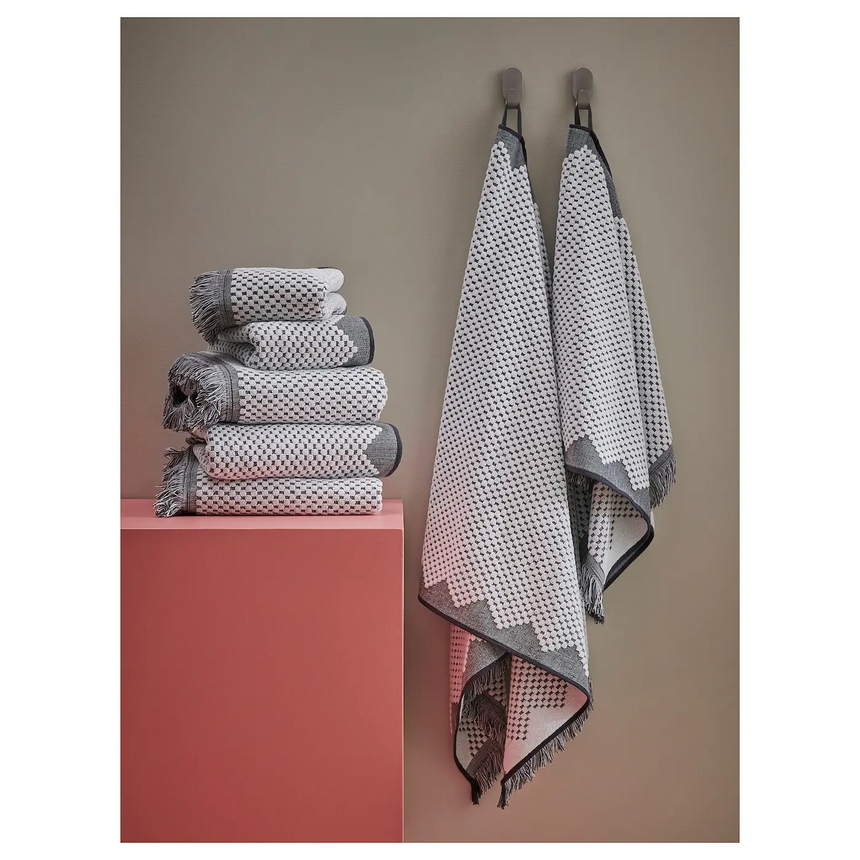 IKEA FJALLSTARR hand towel, white/grey, 40x70 cm