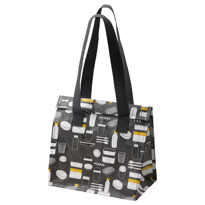 IKEA FLADDRIG Lunch bag, patterned grey, 25x16x27 cm