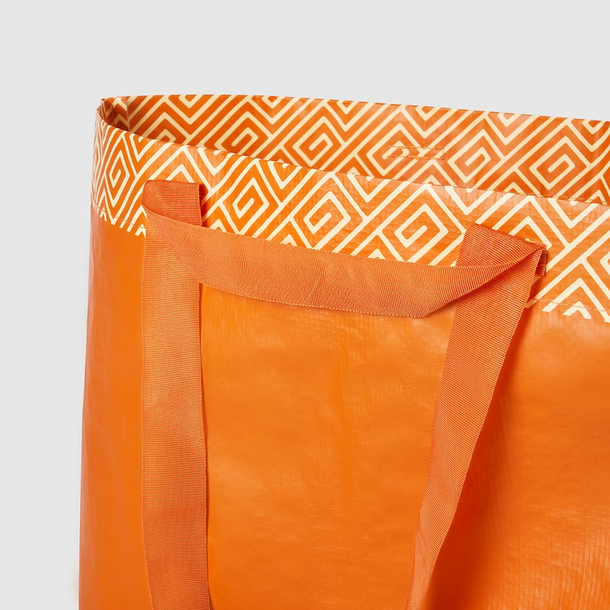 IKEA FRAKTA carrier bag, medium orange/thunder pattern 45x18x45 cm/36 l