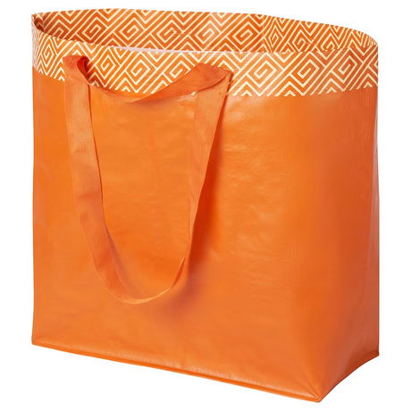 IKEA FRAKTA carrier bag, medium orange/thunder pattern 45x18x45 cm/36 l