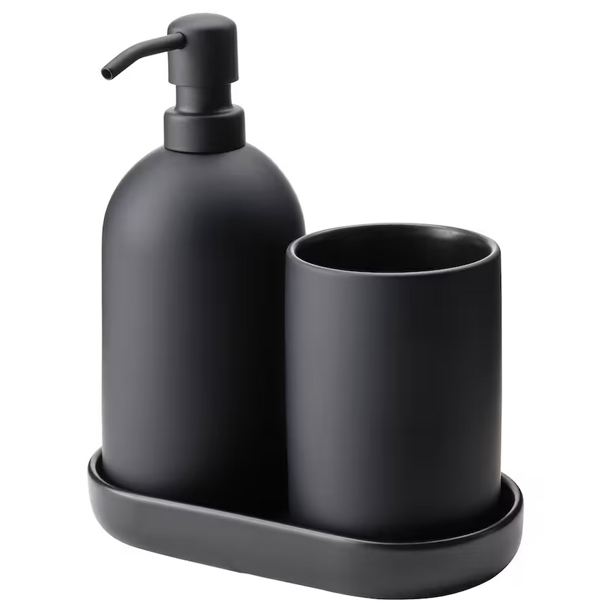 IKEA GANSJON 3-piece bathroom set, black