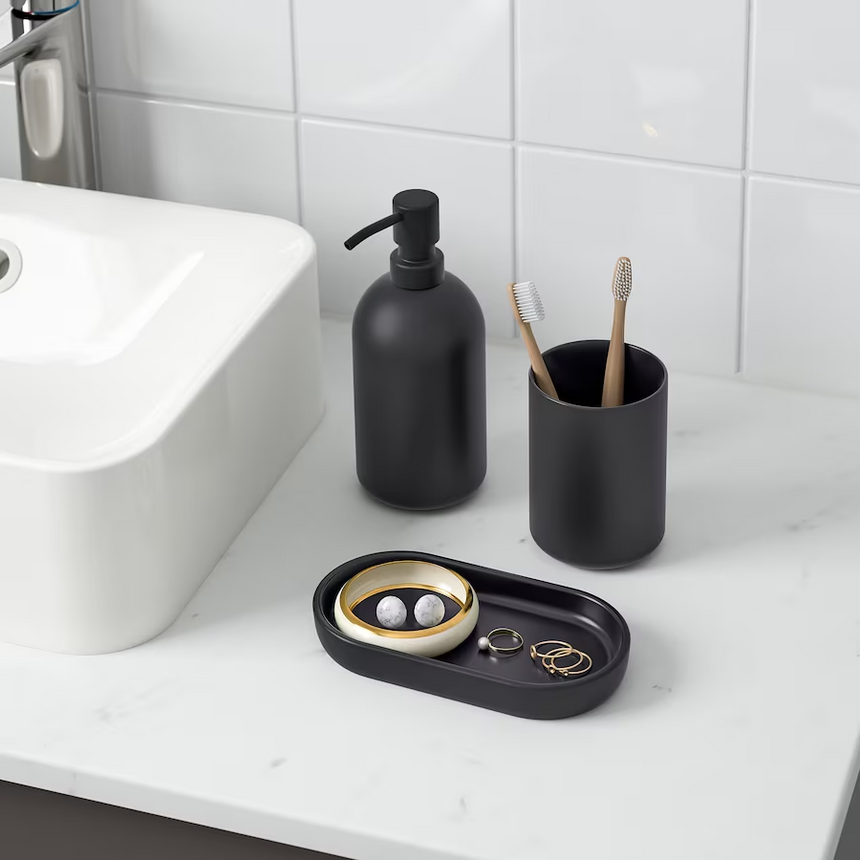 IKEA GANSJON 3-piece bathroom set, black