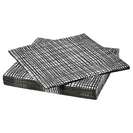 IKEA GROPLOJA Paper napkin, patterned black/white, 33x33 cm