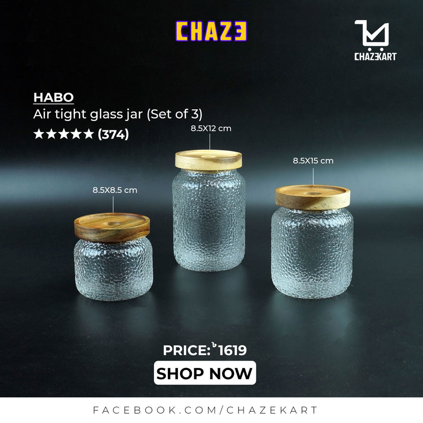 CHAZE HABO Air Tight Glass Jar set of 3