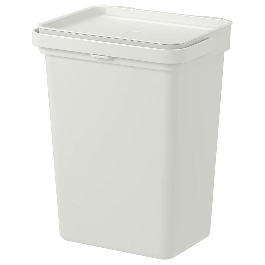 IKEA, HALLBAR Bin with Lid Light Grey 10 L