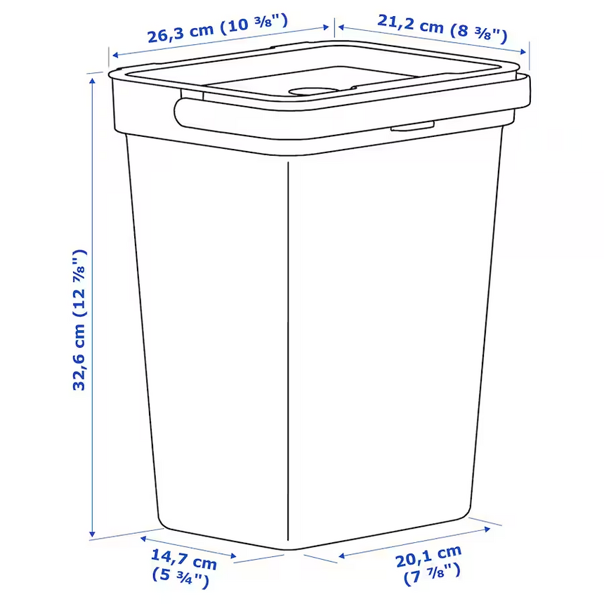 IKEA, HALLBAR Bin with Lid Light Grey 10 L