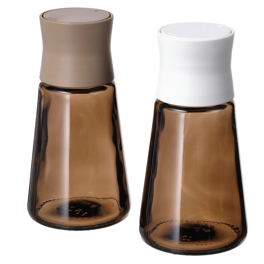 IKEA HALVTOM Salt and Pepper Shakers, Glass/Brown, 12 cm