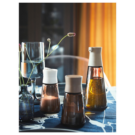 IKEA HALVTOM Salt and Pepper Shakers, Glass/Brown, 12 cm