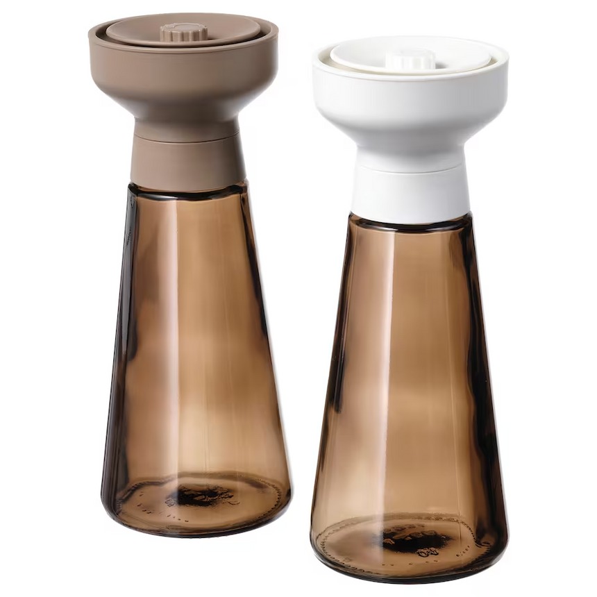 IKEA HALVTOM Spice mill, glass/brown, 19 cm