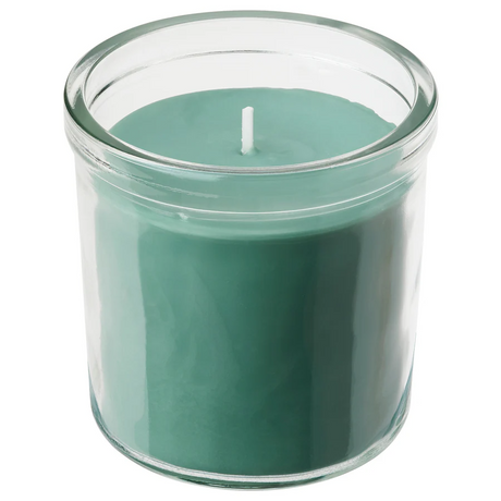 IKEA HEDERSAM Scented candle in glass, Fresh grass/light green, 40 hr