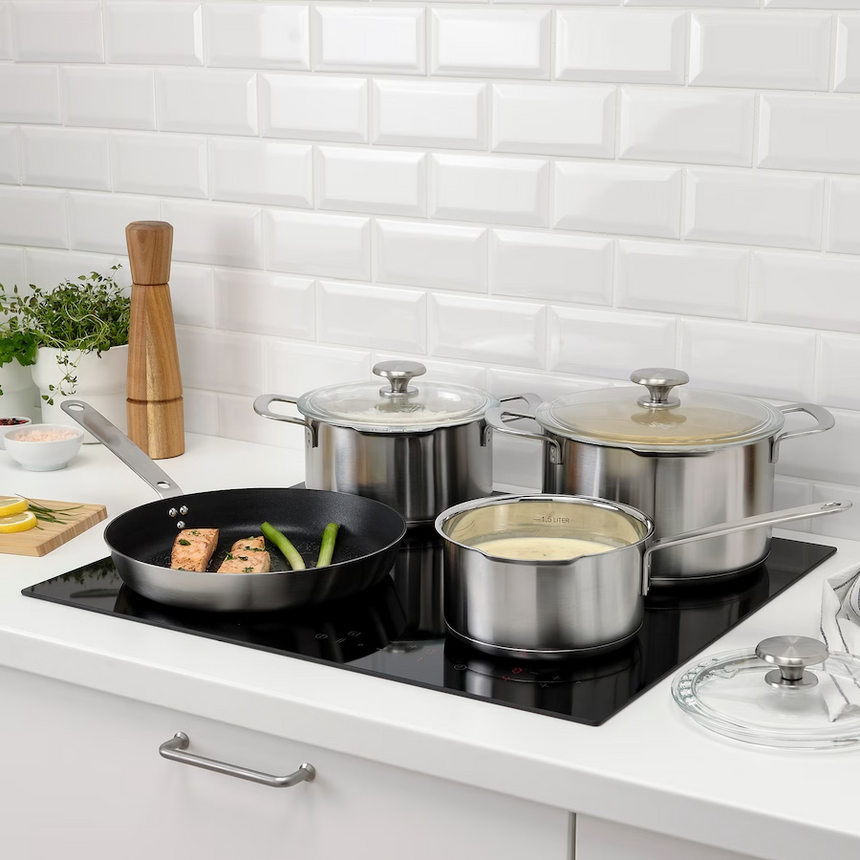 IKEA HEMKOMST 7-piece cookware set, stainless steel