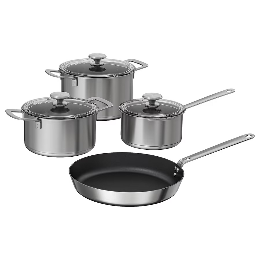 IKEA HEMKOMST 7-piece cookware set, stainless steel