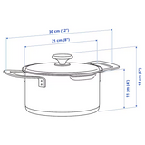 IKEA HEMKOMST Pot with lid, stainless steel/glass, 3 L