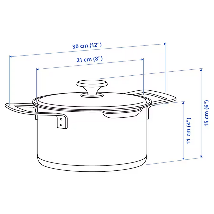 IKEA HEMKOMST Pot with lid, stainless steel/glass, 3 L