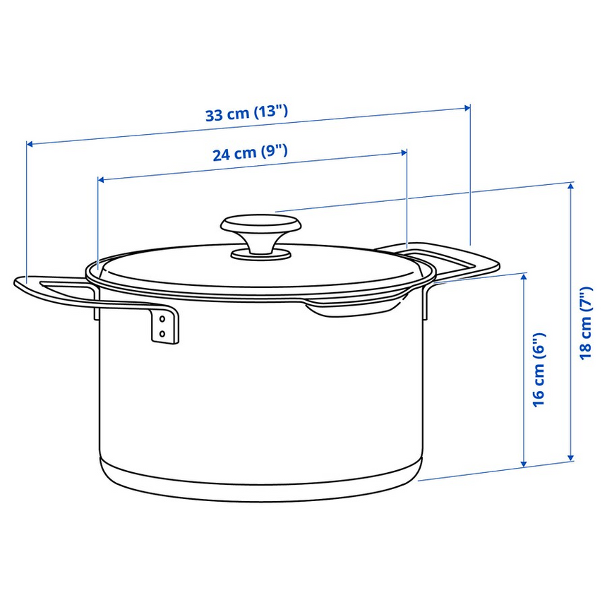 IKEA HEMKOMST Pot with lid, stainless steel/glass, 5 L