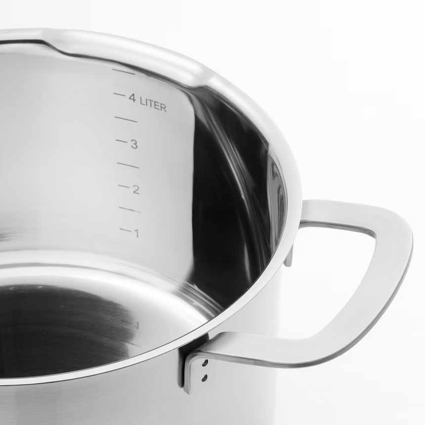 IKEA HEMKOMST Pot with lid, stainless steel/glass, 5 L