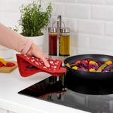 IKEA INAMARIA pot holder, patterned/red, 19x19 cm