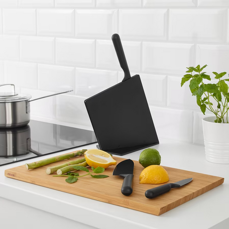 IKEA, JAMFORA Knife Block with 3 Knives Black