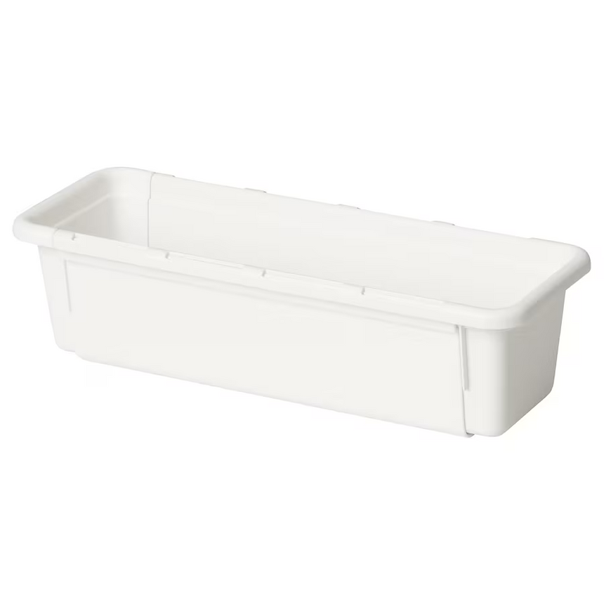 IKEA KACKLA extendable box, white, 18-28x13 cm