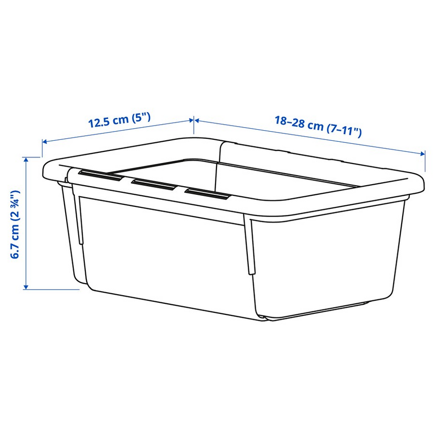 IKEA KACKLA extendable box, white, 18-28x13 cm