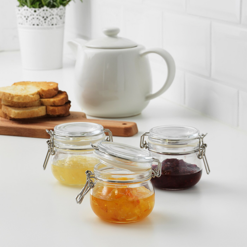 IKEA KORKEN jar with lid, clear glass, 13 cl