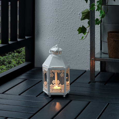 IKEA KRINGSYNT Lantern for tealight, in/outdoor, white, 21 cm