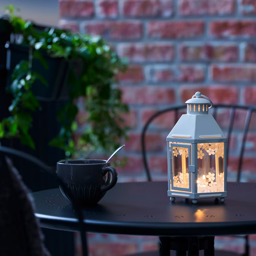 IKEA KRINGSYNT Lantern for tealight, in/outdoor, white, 21 cm