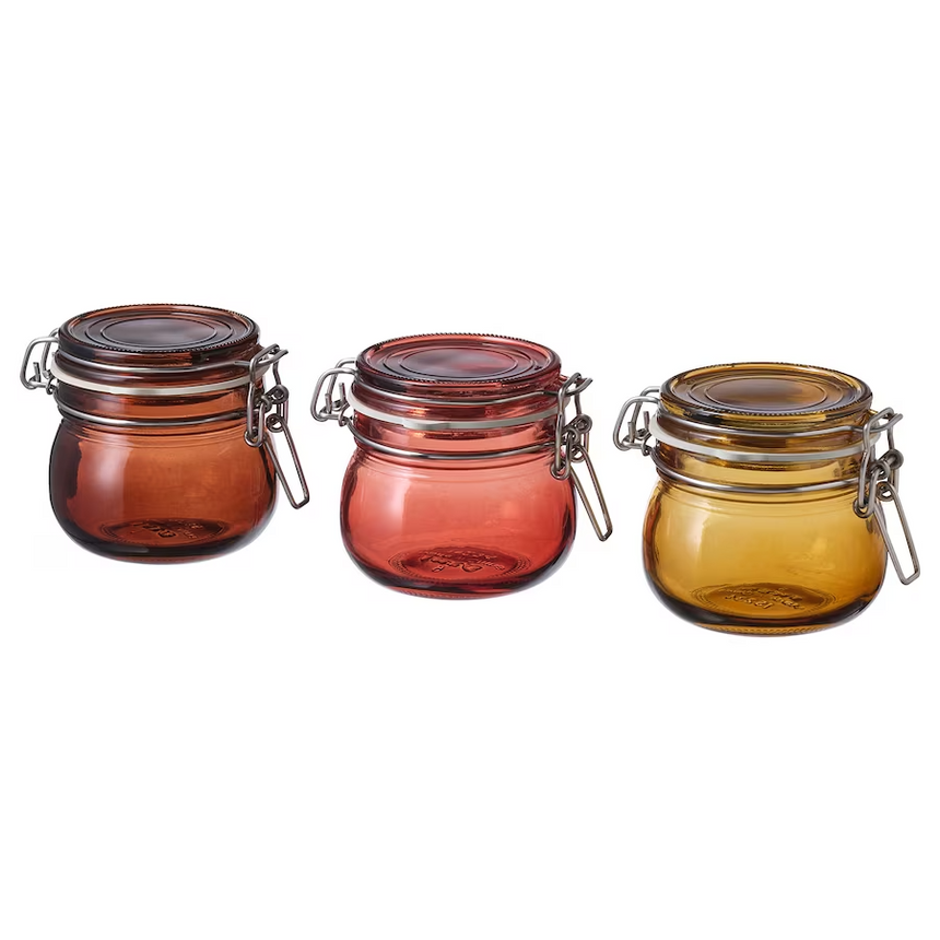 IKEA KROSAMOS Jar with lid, multicolour, 13 cl