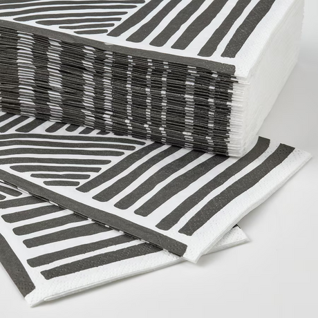 IKEA NABBFISK Paper napkin, patterned white/black, 38x38 cm