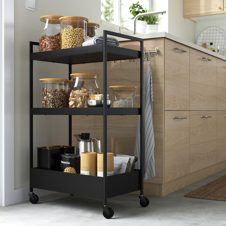 IKEA NISSAFORS Trolley, Black, 50.5x30x83 cm